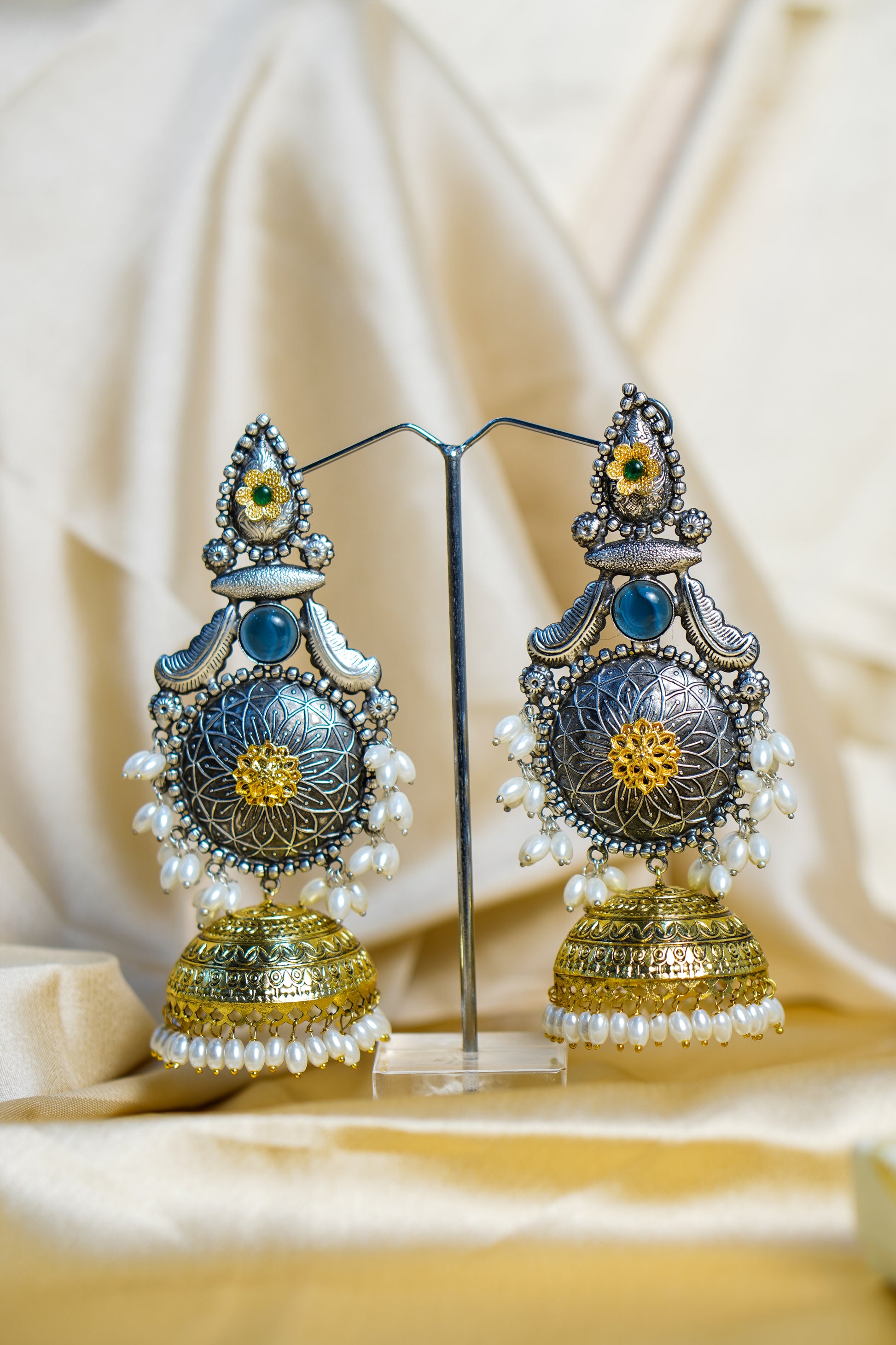 Rajmala Light Weight Heavy-Look Jhumka Collection - Artificial Silver Finish earrings
