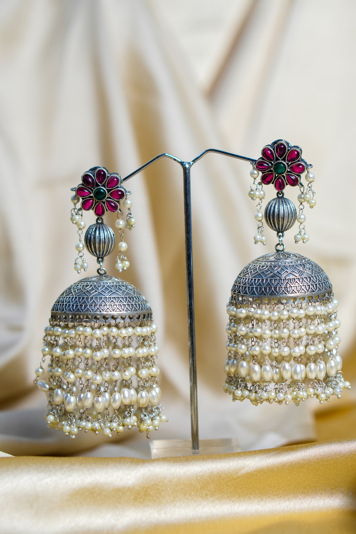 Sundarika Light Weight Heavy-Look Jhumka Collection - Artificial Silver Finish earrings
