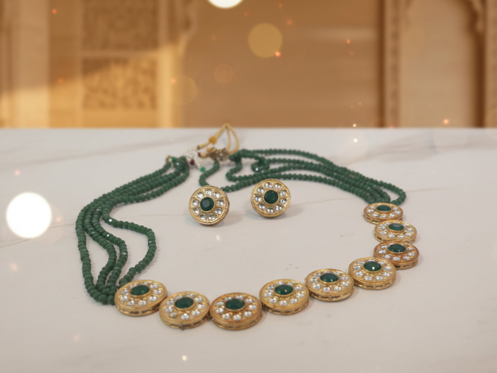 Ridhima Kundan necklace set for Traditional and Festive Indian Look - Bridal Necklace Set
