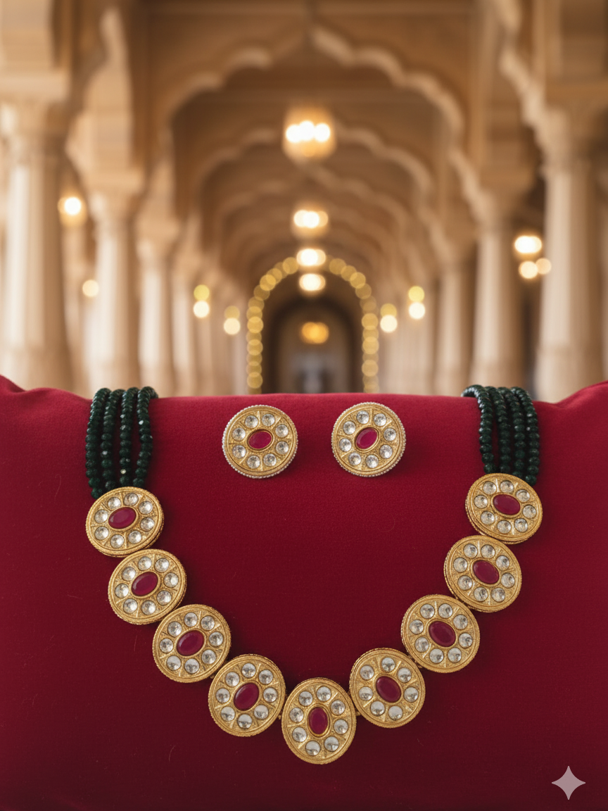 Ridhima Kundan necklace set for Traditional and Festive Indian Look - Bridal Necklace Set
