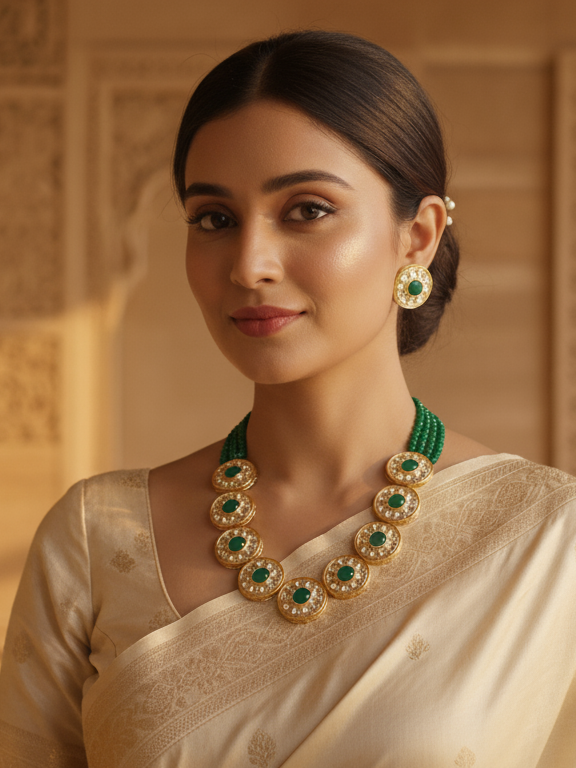 Ridhima Kundan necklace set for Traditional and Festive Indian Look - Necklace Set for girls

