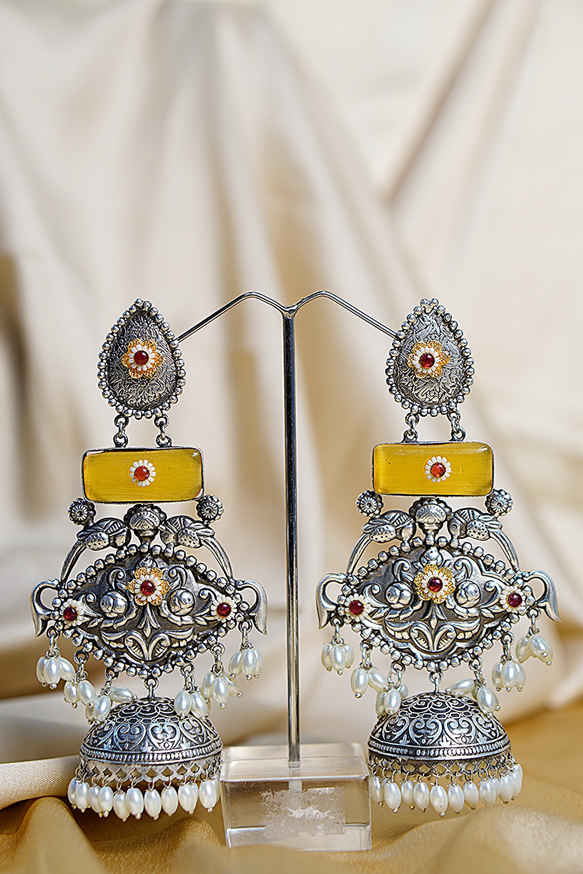 Rajeshwari- Light Weight Heavy-Look Jhumka Collection - Antique Finish earrings
