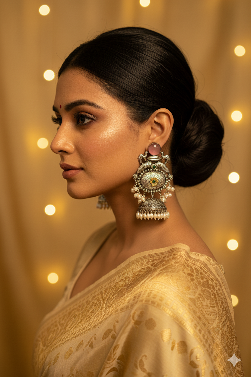 Samragyi _ Light Weight Heavy-Look Jhumka Collection - Antique Finish earrings
