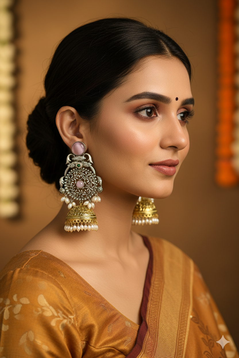 Sitara _Light Weight Heavy-Look Jhumka Collection - Anti-Tarnish Earrings
