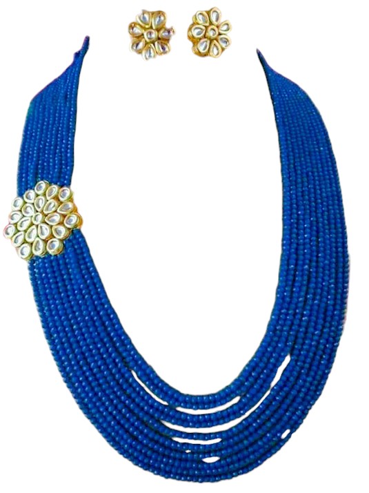 Ganga's Flow Necklace Set from House of Mrigaya by Nandini for Traditional and Festive Occasions | Gifting | Wedding & Festive - Blue